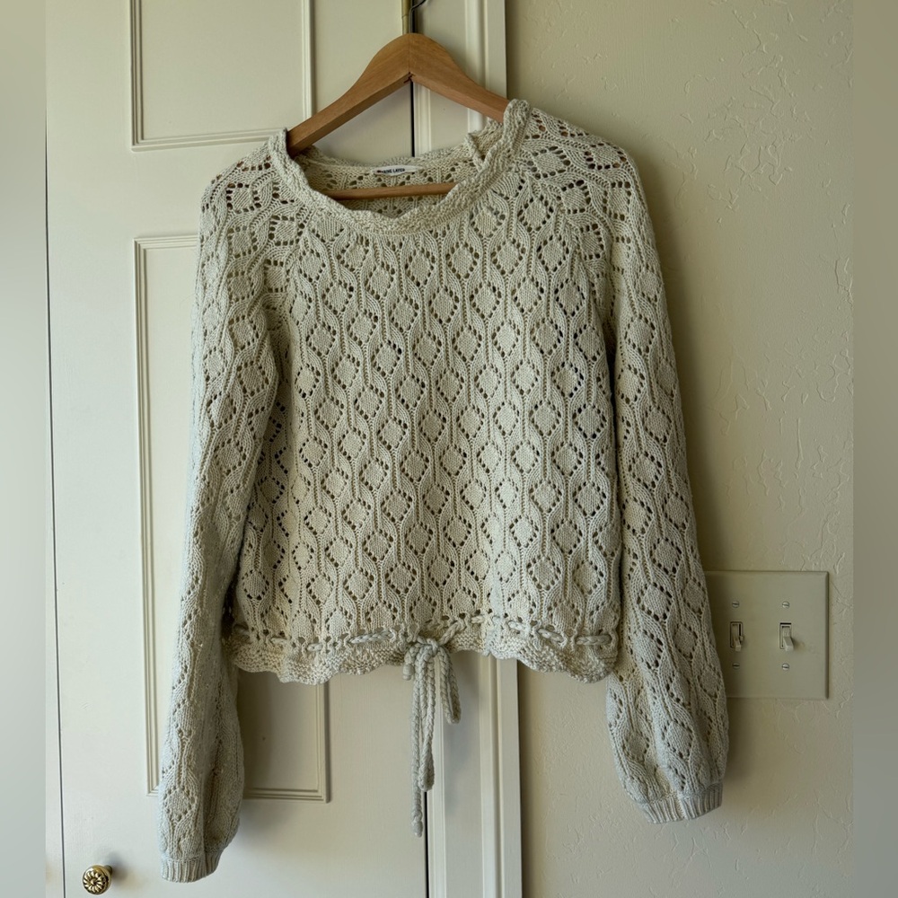 MARINE LAYER Manzanita Crochet Fringe Sweater Size M - Picture 4 of 8